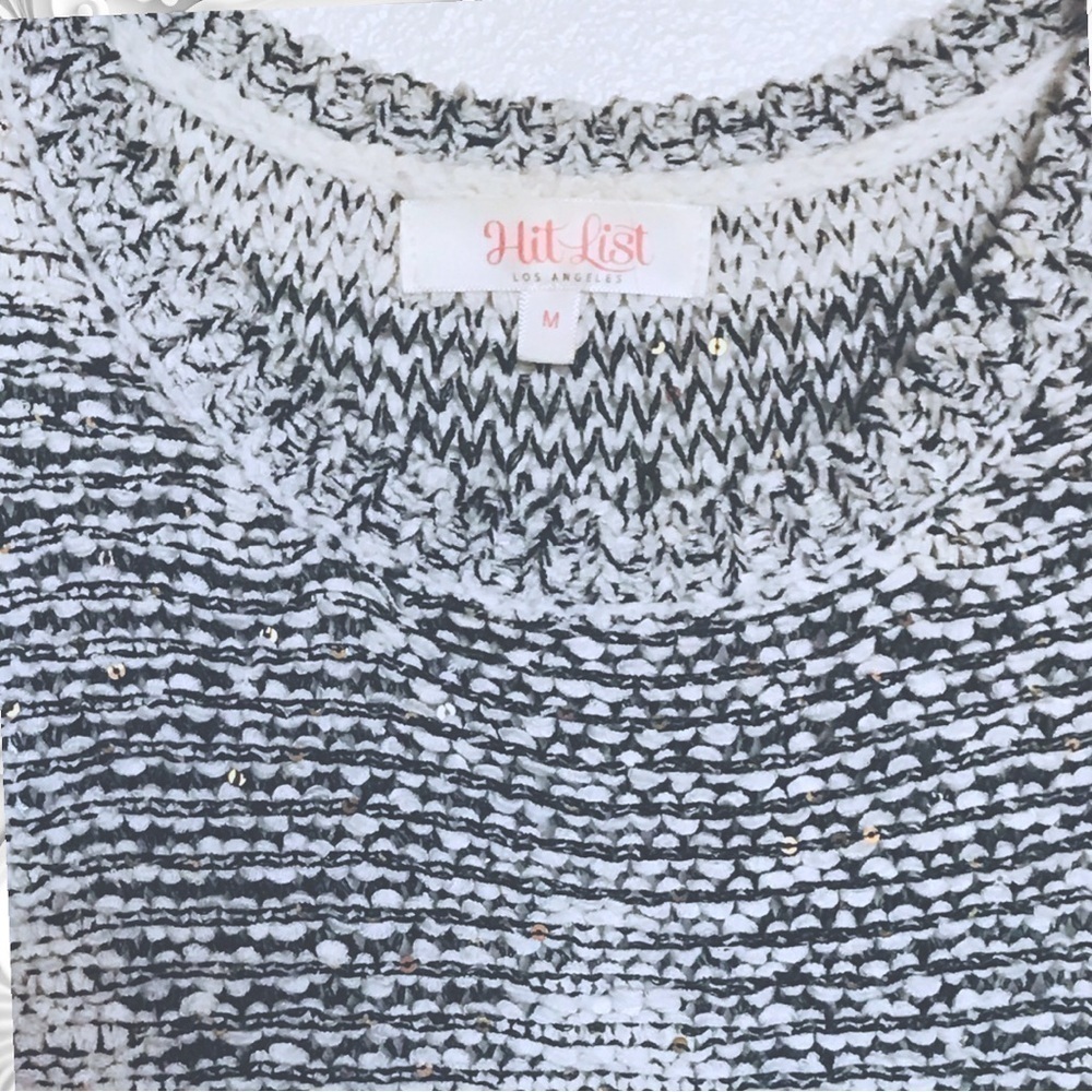 Chain & Sequins Grey & White Sweater  Size Med - Picture 3 of 8